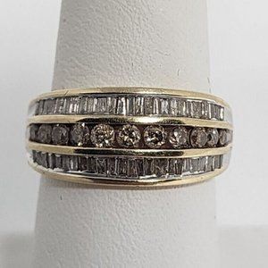 14K YELLOW GOLD HESSONITE & GOSHENITE RING  SIZE 6
